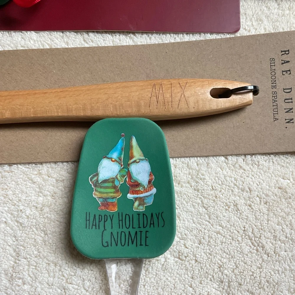 Rae Dunn Full Size Wooden Handle Silicone Spatulas, FA LA LA & MIX 2 count